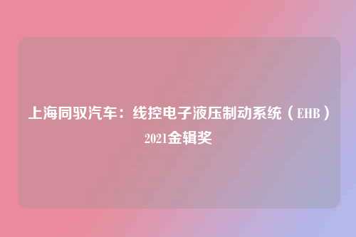 上海同驭汽车：线控电子液压制动系统（EHB）2021金辑奖