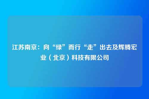江苏南京：向“绿”而行“走”出去及辉腾宏业（北京）科技有限公司